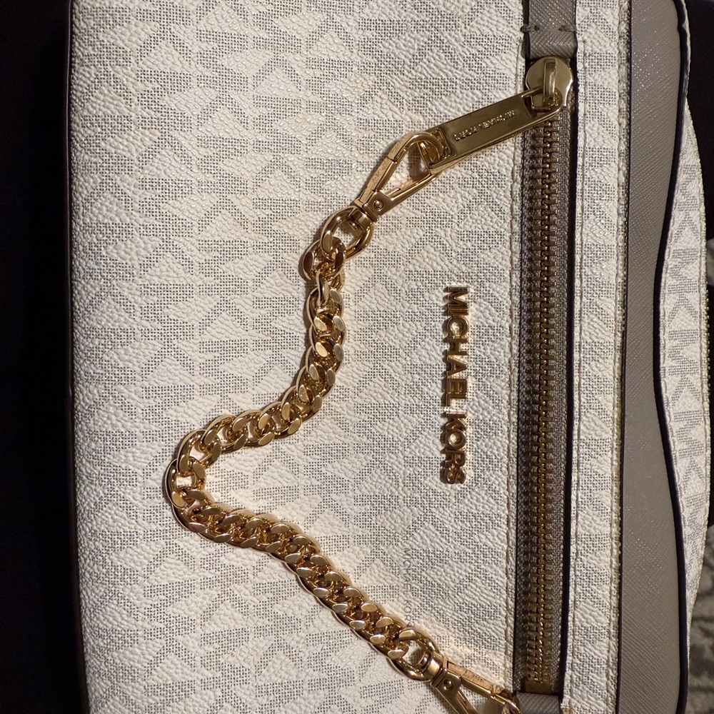 Michael Kors White, Gray, & Gold Crossbody